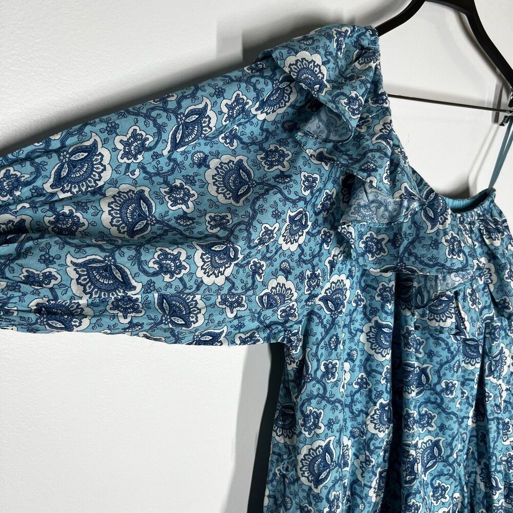 NEW RHODE Sz XS Ozzie Mini Dress One Shoulder Aqua Lotus Floral - Picture 5 of 10